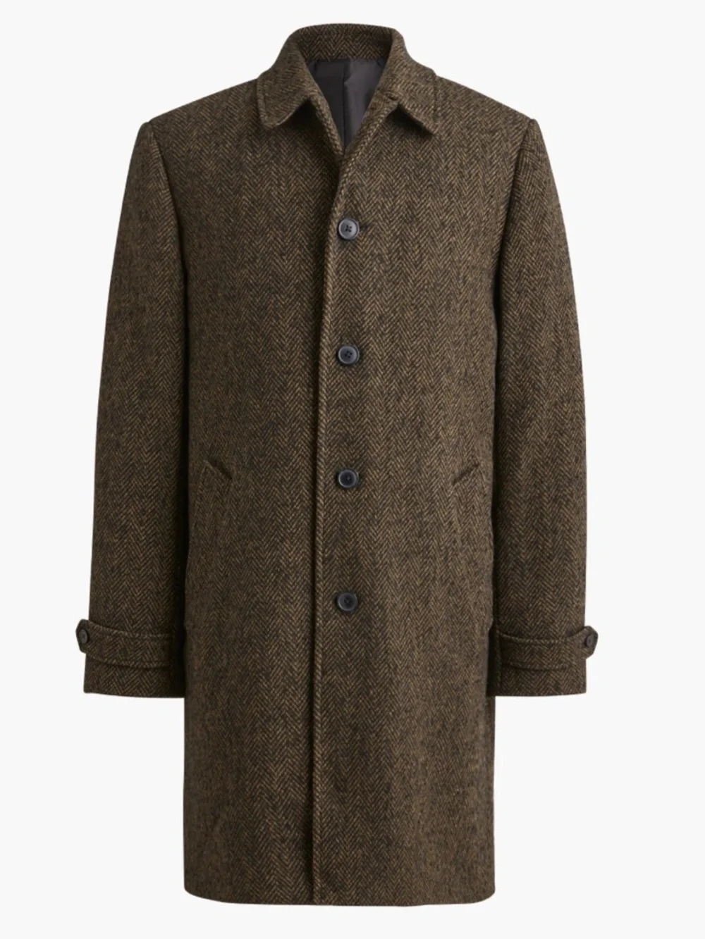 J. Crew Men's Wool Blend Overcoat Black Brown Size 42 NEW‎